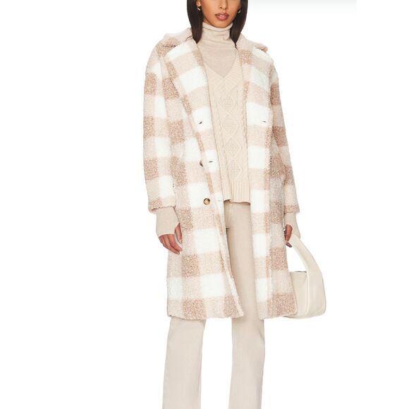 SAYLOR Sarina Faux Sherpa Checkered Jacket Large - Picture 1 of 7